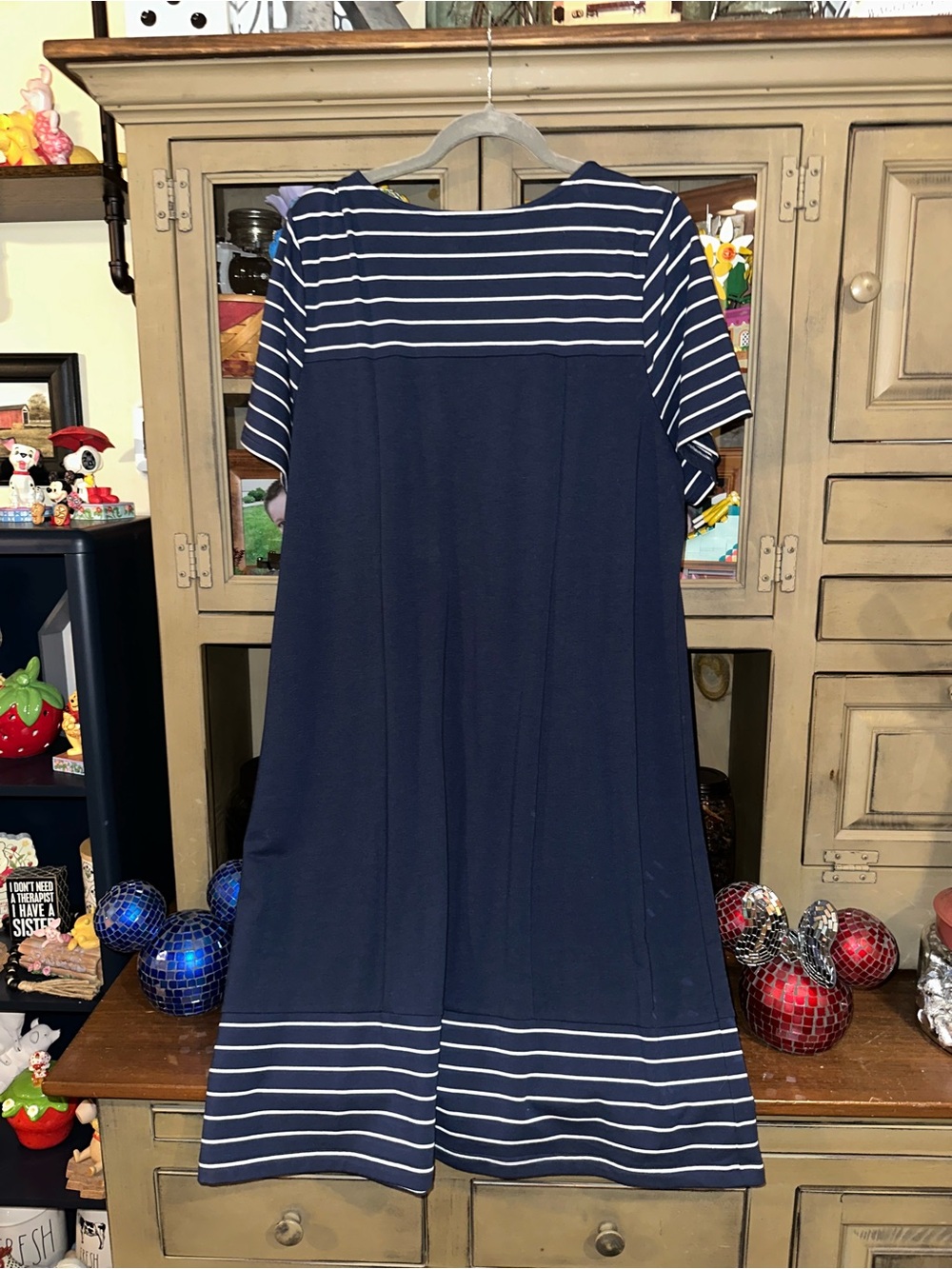 Denim & Co Navy Striped Dress XL